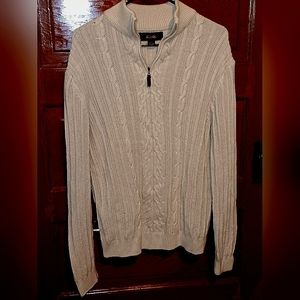 Men's large white cable knit Quarter neck Pull over sweater